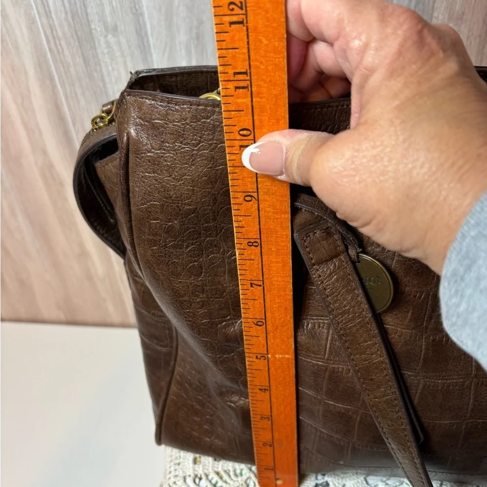 Marot New York Taylor Triple Compartment Chocolate Croco Tote Bag